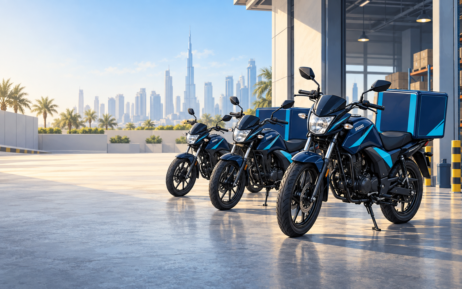 Illustration of delivery motorcycles